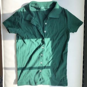 Brandy Melville green button down tee